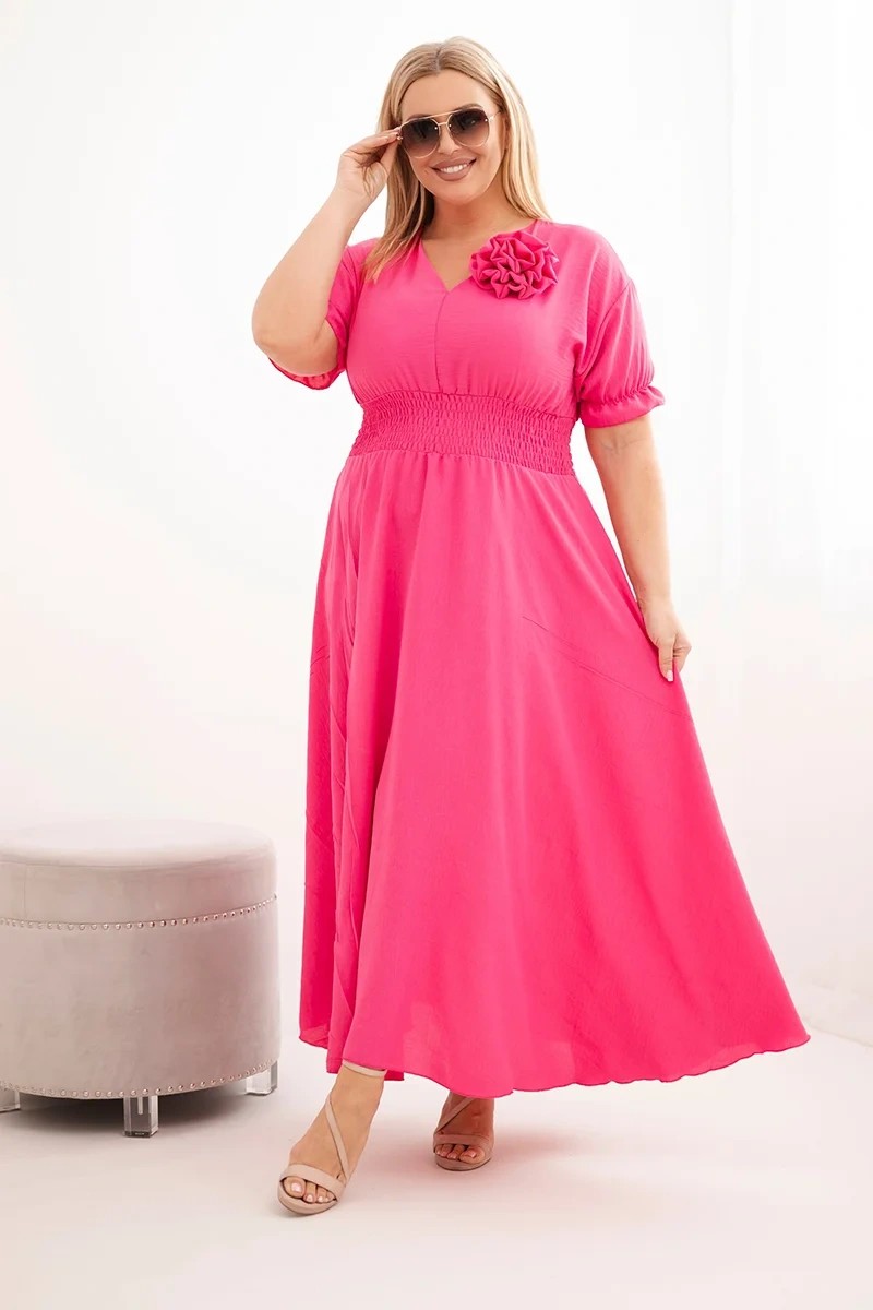 eng_pl_Womens-Plus-Size-V-neck-dress-with-ruched-waist-pink-39999_1