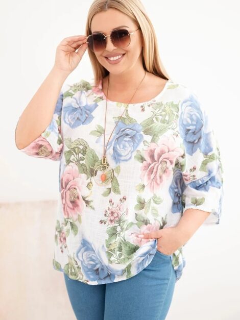 eng_pl_Womens-plus-size-cotton-blouse-with-short-sleeves-and-floral-pattern-white-39754_4